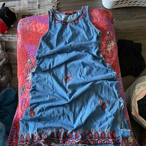 Denim Embroidered Dress